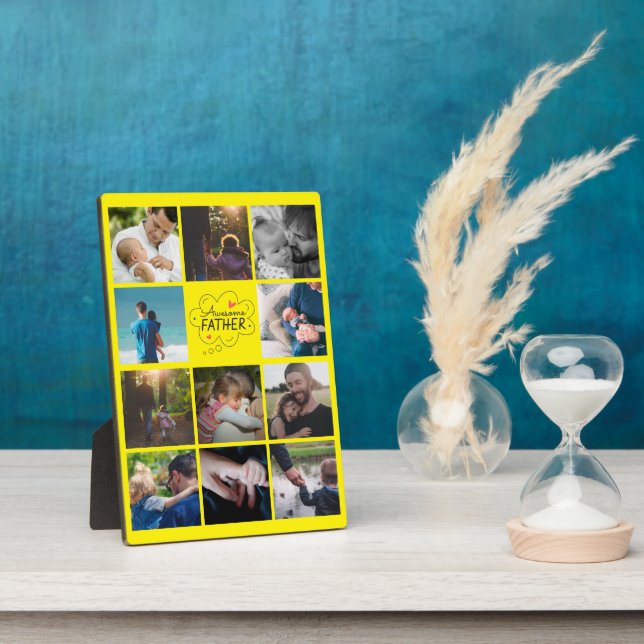 Personalized 11 Photo collage Best Dad ever gift   Plaque (Side)