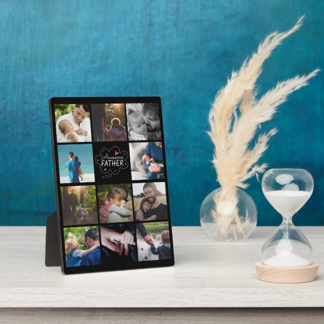 Personalized 11 Photo collage Best Dad ever gift   Plaque (Side)