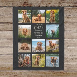 Personalized 11 Photo Collage Black Fleece Blanket