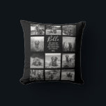 Personalized 11 Photo Collage Black Throw Pillow<br><div class="desc">Personalized elegant photo throw pillow features a black background that can be changed to any colour, Simply add 11 photos of your choice and your own personalized text in chic handwritten script calligraphy and modern stylish typography. Makes a wonderful keepsake gift for yourself, your family & friends. Perfect holiday, wedding,...</div>