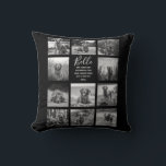 Personalized 11 Photo Collage Black Throw Pillow<br><div class="desc">Personalized elegant photo throw pillow features a black background that can be changed to any colour, Simply add 11 photos of your choice and your own personalized text in chic handwritten script calligraphy and modern stylish typography. Makes a wonderful keepsake gift for yourself, your family & friends. Perfect holiday, wedding,...</div>