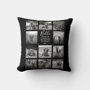 Personalized 11 Photo Collage Black Throw Pillow