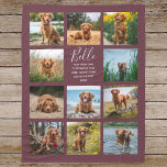 Personalized 11 Photo Collage Burgundy Fleece Blanket<br><div class="desc">Personalized elegant photo fleece blanket features a deep burgundy background that can be changed to any colour, Simply add 11 photos of your choice and your own personalized text in chic handwritten script calligraphy and modern stylish typography. Makes a wonderful keepsake gift for yourself, your family & friends. Perfect holiday,...</div>