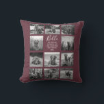 Personalized 11 Photo Collage Burgundy Throw Pillow<br><div class="desc">Personalized elegant photo throw pillow features a burgundy background that can be changed to any colour, Simply add 11 photos of your choice and your own personalized text in chic handwritten script calligraphy and modern stylish typography. Makes a wonderful keepsake gift for yourself, your family & friends. Perfect holiday, wedding,...</div>