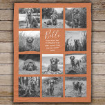 Personalized 11 Photo Collage Burnt Orange Fleece Blanket<br><div class="desc">Personalized elegant photo fleece blanket features a burnt orange background that can be changed to any colour, Simply add 11 photos of your choice and your own personalized text in chic handwritten script calligraphy and modern stylish typography. Makes a wonderful keepsake gift for yourself, your family & friends. Perfect holiday,...</div>