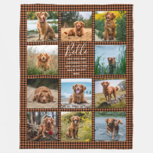 Personalized 11 Photo Collage Check Pattern Fleece Blanket