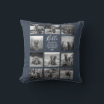 Personalized 11 Photo Collage Dark Blue Throw Pillow<br><div class="desc">Personalized elegant photo throw pillow features a dark blue background that can be changed to any colour, Simply add 11 photos of your choice and your own personalized text in chic handwritten script calligraphy and modern stylish typography. Makes a wonderful keepsake gift for yourself, your family & friends. Perfect holiday,...</div>