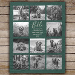 Personalized 11 Photo Collage Dark Green Fleece Blanket<br><div class="desc">Personalized elegant photo fleece blanket features a dark green background that can be changed to any colour, Simply add 11 photos of your choice and your own personalized text in chic handwritten script calligraphy and modern stylish typography. Makes a wonderful keepsake gift for yourself, your family & friends. Perfect holiday,...</div>