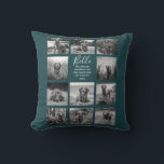 Personalized 11 Photo Collage Deep Teal Throw Pillow<br><div class="desc">Personalized elegant photo throw pillow features a deep teal background that can be changed to any colour, Simply add 11 photos of your choice and your own personalized text in chic handwritten script calligraphy and modern stylish typography. Makes a wonderful keepsake gift for yourself, your family & friends. Perfect holiday,...</div>