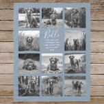 Personalized 11 Photo Collage Dusty Blue Fleece Blanket<br><div class="desc">Personalized elegant photo fleece blanket features a dusty blue background that can be changed to any colour, Simply add 11 photos of your choice and your own personalized text in chic handwritten script calligraphy and modern stylish typography. Makes a wonderful keepsake gift for yourself, your family & friends. Perfect holiday,...</div>