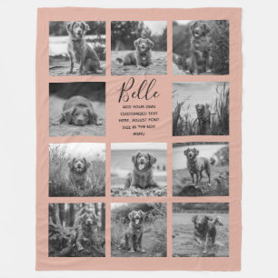 Personalized 11 Photo Collage Dusty Pink Fleece Blanket