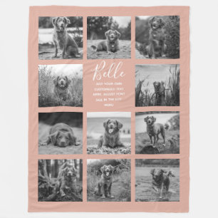 Personalized 11 Photo Collage Dusty Pink Fleece Blanket