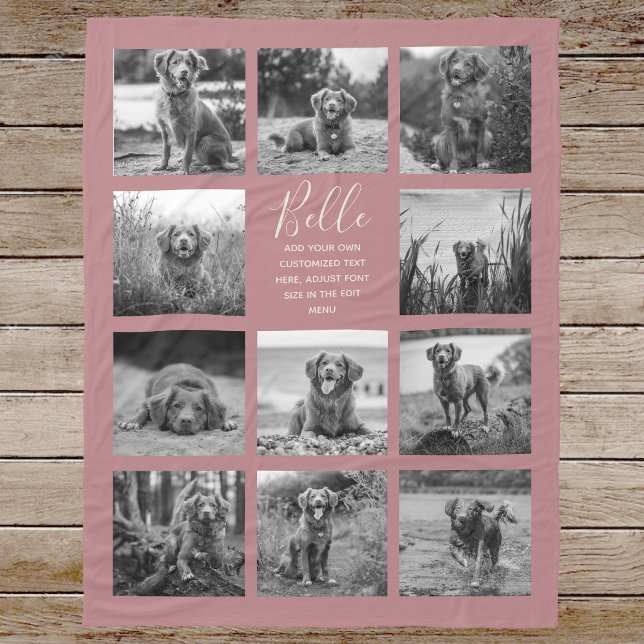 Personalized 11 Photo Collage Dusty Rose Fleece Blanket (Creator Uploaded)