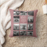 Personalized 11 Photo Collage Dusty Rose Throw Pillow<br><div class="desc">Personalized elegant photo throw pillow features a dusty rose background that can be changed to any colour, Simply add 11 photos of your choice and your own personalized text in chic handwritten script calligraphy and modern stylish typography. Makes a wonderful keepsake gift for yourself, your family & friends. Perfect holiday,...</div>