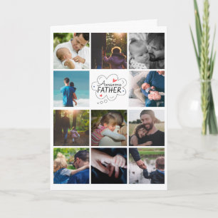 Personalized 11 Photo Collage Father's Day Card