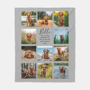 Personalized 11 Photo Collage Grey Fleece Blanket