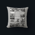 Personalized 11 Photo Collage Grey Throw Pillow<br><div class="desc">Personalized elegant photo throw pillow features a grey background that can be changed to any colour, Simply add 11 photos of your choice and your own personalized text in chic handwritten script calligraphy and modern stylish typography. Makes a wonderful keepsake gift for yourself, your family & friends. Perfect holiday, wedding,...</div>