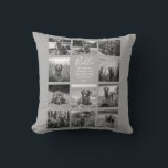 Personalized 11 Photo Collage Grey Throw Pillow<br><div class="desc">Personalized elegant photo throw pillow features a grey background that can be changed to any colour, Simply add 11 photos of your choice and your own personalized text in chic handwritten script calligraphy and modern stylish typography. Makes a wonderful keepsake gift for yourself, your family & friends. Perfect holiday, wedding,...</div>
