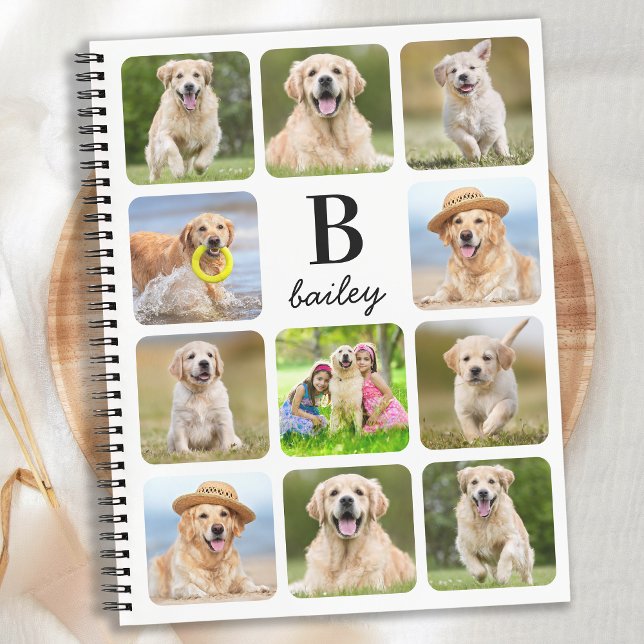 Personalized 11 Photo Collage Monogram Pet Dog Notebook (Creator Uploaded)