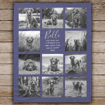 Personalized 11 Photo Collage Navy Blue Fleece Blanket<br><div class="desc">Personalized elegant photo fleece blanket features a navy blue background that can be changed to any colour, Simply add 11 photos of your choice and your own personalized text in chic handwritten script calligraphy and modern stylish typography. Makes a wonderful keepsake gift for yourself, your family & friends. Perfect holiday,...</div>