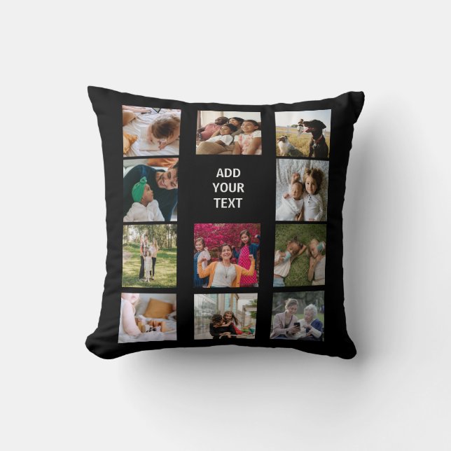 Personalized 11 Photo Collage Throw Pillow (Front)