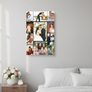 Personalized 11-Photo Wedding Collage Canvas Print