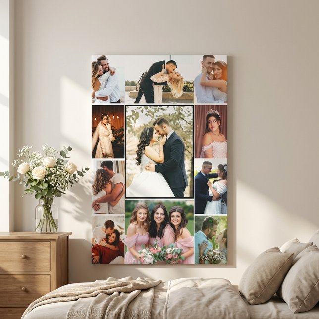 Personalized 11-Photo Wedding Collage Canvas Print (Personalized 11-Photo Wedding Collage Canvas Print Elegant Custom Wall Art)