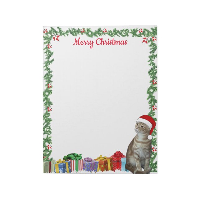 Personalized 11 x 8.5" Christmas Ginger Cat  Notepad (Rotated)