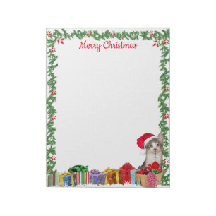 Personalized 11 x 8.5" Christmas Tito Tabby Cat Notepad