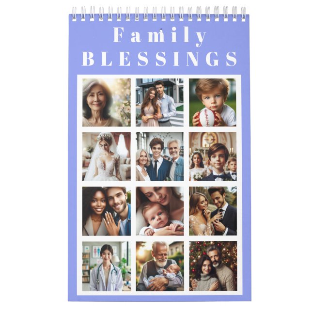 Personalized 12 Months Family Blessings Photos Calendar (Cover)