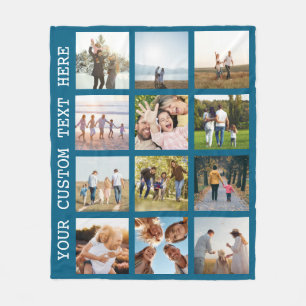 Personalized 12 Photo Collage Fleece Blanket