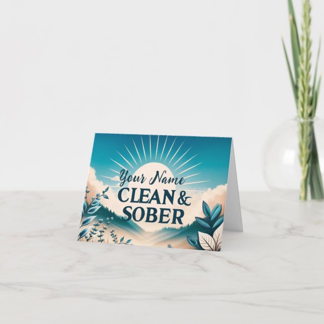 Personalized 12 Step Clean & Sober Sobriety Card (Front)