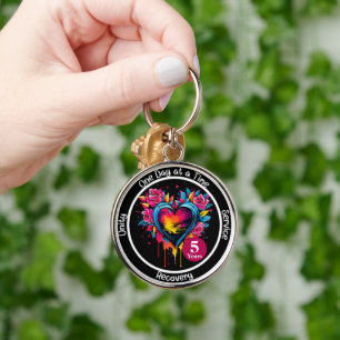 Personalized 12-Step Milestone Heart Keychain