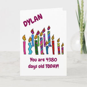 Personalized 12 year old Birthday Candles Card