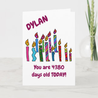 Personalized 12 year old Birthday Candles Card