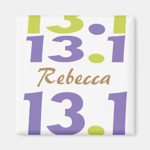 Personalized 13.1 half marathon magnet