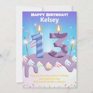 Personalized 13-Year-Old Happy Birthday Card