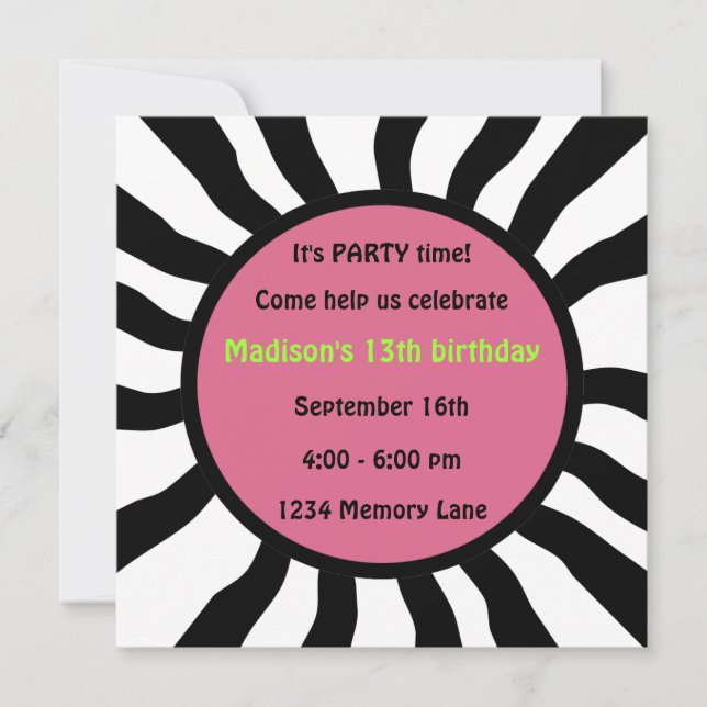 Personalized 13th Birthday Party Invitation (Front)