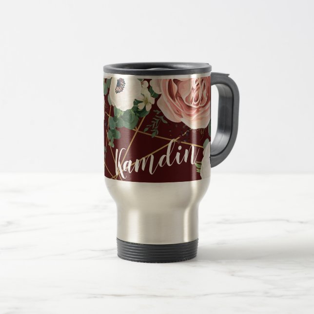 Personalized 15 ounce coffee mug Geometric Wine (Front Right)