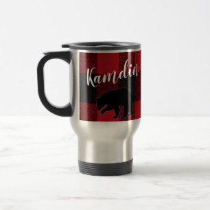 Personalized 15 ounce coffee mug Red Buffalo Plaid