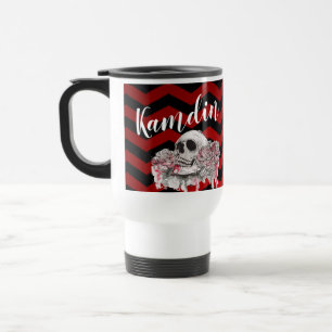 Personalized 15 ounce coffee mug skull Rose Gothic