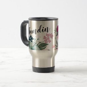 Personalized 15 ounce coffee mug Tropical Flowers