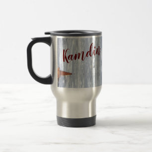 Personalized 15 ounce coffee mug White Wash Wood B
