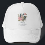 Personalized 15th Birthday Quinceanera Floral Trucker Hat<br><div class="desc">Cute modern yet elegant Quinceañera Mis Quince Anos birthday party matching apparel that would look good in the photos. Featuring a rustic floral olive green and pink colours design and template that can be easily edited and the text replaced with your own details by clicking the "Personalize" button. For further...</div>