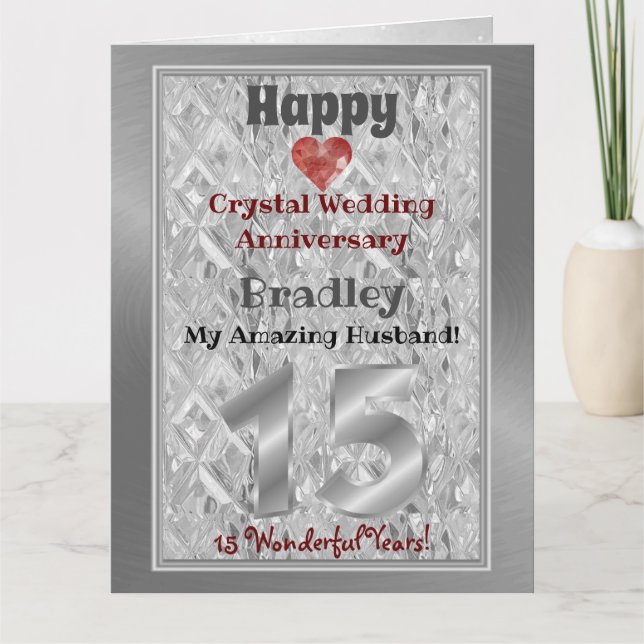 Personalized 15th Wedding Anniversary Card Husband (Front)