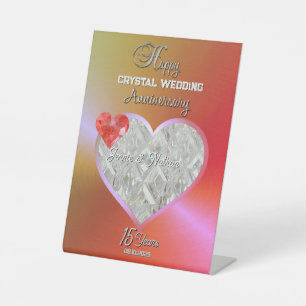 Personalized 15th Wedding Anniversary Gift Pedestal Sign