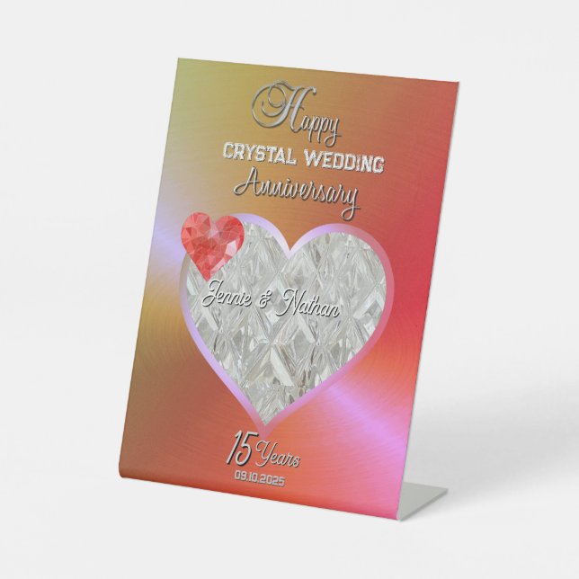 Personalized 15th Wedding Anniversary Gift Pedestal Sign (Front)