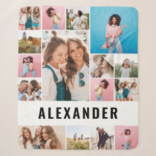 Personalized 16 photo best friend modern minimal f sherpa blanket