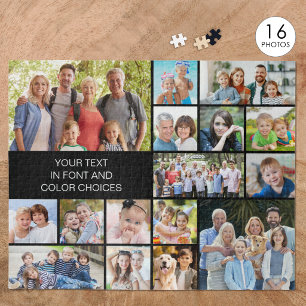Personalized 16 Photo Collage Custom Colour Jigsaw Puzzle