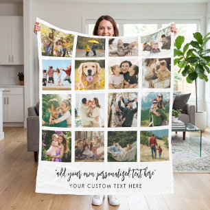 Personalized 16 Photo Collage Fleece Blanket